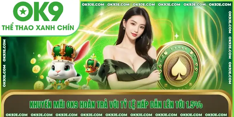 Khuyến mãi OK9 hoàn trả với tỷ lệ hấp dẫn lên tới 1.5% Khuyến mãi OK9 hoàn trả với tỷ lệ hấp dẫn lên tới 1.5%
